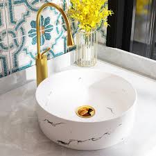 Lavabo Salle De Bain Round Ceramic Wash Hand Basin Bathroom Washbasin White  Marble Sink - China Bathroom Sink, Wash Basin | Made-in-China.com