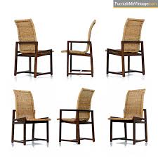 High Back Woven Rattan Dining Chairs By Century Furniture