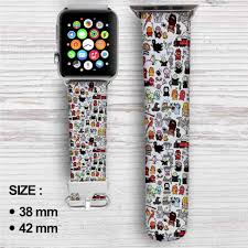 Chibi Harry Potter Doodle Custom Apple Watch Band Leather Strap Wrist Band Replacement 38mm 42mm Custom Apple Watch Bands Apple Watch Bands Leather Apple Watch Bands