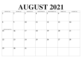 Jahreskalender 2021 mit feiertagen und kalenderwochen (kw) in 19 jahreskalender 2021 mit feiertagen und kalenderwochen, hoch & quer. Druckbare August 2021 Kalender Zum Ausdrucken Vorlage Pdf Excel Kalender Zum Ausdrucken Kalender Vorlagen Kalender