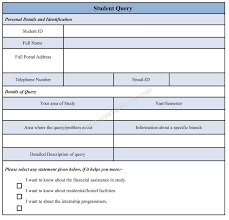 Student Query Form Template Sample Forms Templates Student Query