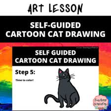 Distance Learning No Prep Cartoon Cat Drawing Printable Art Lesson In 2020 Cartoon Cat Drawing Printable Art Lessons Art Lessons
