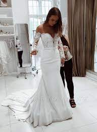 Glitter White Mermaid Wedding Dresses Off The Shoulder Bridal Gowns Bridal Gowns Mermaid Lace Wedding Dress With Sleeves White Lace Wedding Dress