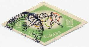 Romanian Stamp Tokyo Olympics 1964 Fencing Postage Stamp Design Vintage Postage Stamps Stamp