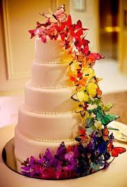 Rainbow Butterfly Cake Use Multi Colored Chocolate Butterflies My Wedding Cake Was Supposed To Have Butterflies Too Design Brollopstarta Vackra Kakor Kakor