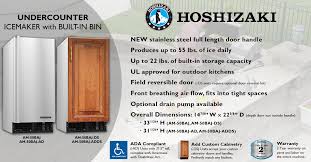 Hoshizaki is a global leader in the design, manufacturing, and marketing of equipment for the foodservice industry, including: Hoshizaki Reveals Stylish Stainless Steel Door Handle On New Am 50 Series Undercounter Icemakers