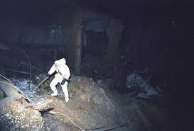 A lone scientist descending into the radioactive darkness of Chernobyl in  1986. : r/pics