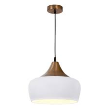 Perfect for living rooms, dining rooms and more. Amiel 1 Light Matte White And Brass Ceiling Pendant