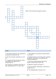 Genetics vocabulary crossword worksheet printable worksheets and. Genetics Crossword