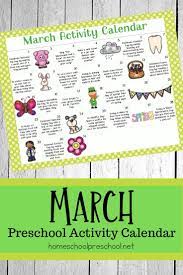 March Activity Calendar For Preschoolers March Activities Calendar Activities Kids Calendar