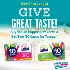 Corporate gift cards and electronic gift cards are available. Pappasito S Cantina Hurry Our Gift Card Promotion Is Almost Over Buy 100 In Pappas Gift Cards And Get Two 10 Gift Cards For Yourself Http Pappasitos Com Gift Cards Facebook