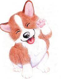 Happy Corgi Illustration Digital Print Or Original Etsy Corgi Drawing Corgi Art Dog Design Art