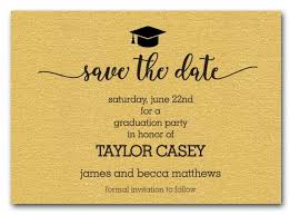 Grad Hat On Shimmery Gold Save The Date Cards Graduation Party Gifts Graduation Party Planning Grad Party Invitations