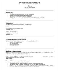 Utilise various computer learning programs focused on positive learning experiences achievements: Free 9 Sample Child Care Resume Templates In Ms Word Pdf