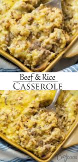 Beef And Rice Casserole Extra Cheesy In 2020 Beef And Rice Rice Casserole Ground Beef Recipes Easy