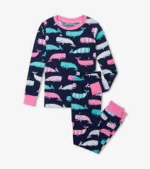 Nautical Whales Pink Kids Pajama Set Little Blue House Us