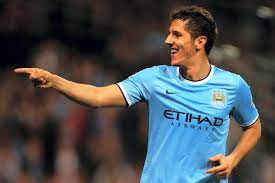 Manchester city's stevan jovetic celebrates scoring against swansea earlier in the season. Manchester City Stage Is Set For Fit Again Stevan Jovetic Manchester Evening News