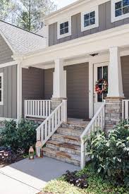 Spring At The Gray Cottage The Gray Cottage Front Porch With Craftsman Columns And Stone Accents Cottage Front Porches House Front Porch Front Porch Steps
