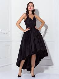 Ball Gown Spaghetti Strap Asymmetrical Taffeta 1950s Minimalist Cocktail Party Homecoming Prom Dress With Ruched Pleats 2020 Gonne Disegni Vestito Vestiti Di Dimensioni Particolari