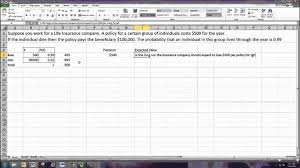 Expected Value Excel Youtube