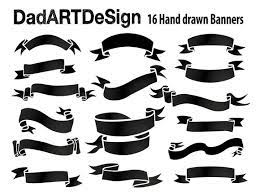 Simple Blank Ribbon Banners Hand Drawn 16 Png Hr Files Ready Etsy Ribbon Banner How To Draw Hands Banner Vector