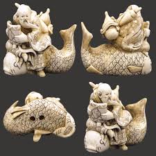 Sagemonoya is the only shop in japan specializing in antique netsuke and sagemono. Netsuke Kinko Sennin On A Koi