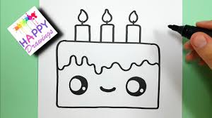 Then outline the design with sketch pen or grey pen. How To Draw A Cute Birthday Cake Easy Youtube
