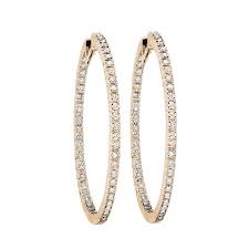 Classic Diamond Hoop Earrings In Rose Gold Renesim