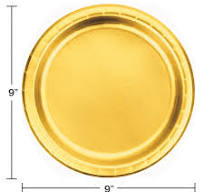 8 Gold Paper Plates 9", Gold Party Plates, Shiny Gold Plate ...