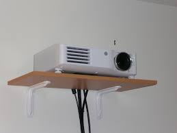 Three pieces of wood, two floor flanges, one really small piece of threaded pipe to join the the floor flanges, various bolts. Projector Shelf Ideas Hifivision Com