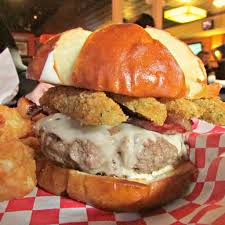 Custom Cheeseburger With Fried Pickles At Basement Burger Bar In Farmington And Canton Michigan Heaven Delicious Burgers What A Burger Burger