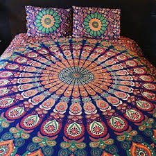 Konigin Pfau Feder Mandala Indian Tapisserie Bohmische Wandbehang Baumwolle Bettwasche Doppel Hippie Picknick Wurf Bildwirkerei Boho Bettwasche Steppdecke