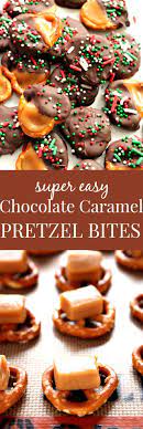 Easy Chocolate Caramel Pretzel Bites Recipe Crunchy Creamy Sweet Pretzel Bites Recipes Chocolate Caramel Pretzels Holiday Baking