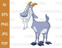 Clipart cartoon of a happy funny billy goat, ai eps png jpg and pdf files  included, digital files instant download.