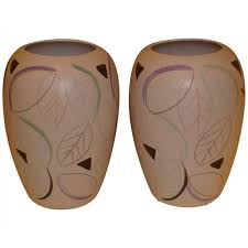 Pair Of Large Modern German Pottery Vases Scheurich For Sale At 1stdibs