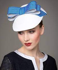 Fashion Hat White And Cobalt Visor A Design By Melbourne Milliner Louise Macdonald Hat Fashion Hat Designs Carnival Fashion
