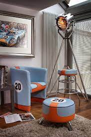 Steve Mcqueen Le Mans Gulf Racing Footstool Home Bar Accessories Man Cave Home Bar Kids Furniture
