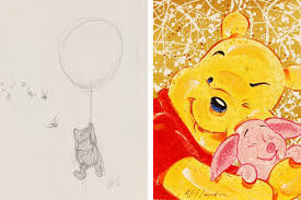 Previously, the record was held by a drawing of milne's characters playing poohsticks. Winnie The Pooh S 90 Year Journey From Pencil Sketch To Disney Icon Artsy