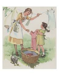 Hanging The Clothes Art Par Mildred Lyon Hetherington Sur Allposters Fr Image Pour Enfant Maison Pastel Illustrations