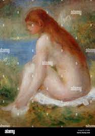 Pintura mujer desnuda sentada tela frente