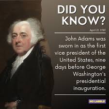 DidYouKnow that on this day in 1789, John Adams was sworn in as the first vice  president of the United States? #NoLabels #JohnAdams #FirstVicePresident