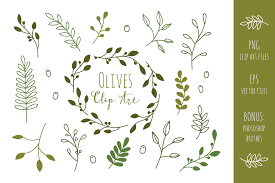 Olive Branches Clip Art And Vectors Olive Branch Clip Art Photoshop Brush Set