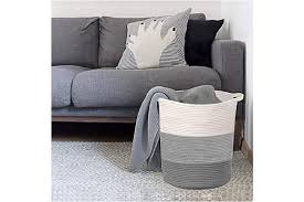 Materials inside and outside is very. Cotton Rope Storage Baskets 46cm X 40cm Extra Large Blanket Basket Baby Laundry Basket Woven Basket With Handles Baby Nursery Organiser Hamper For Blankets Toy Storage Bin White Grey Matt Blatt