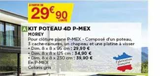 Piquet burger longueur 200cm diamètre 7 cm bricomarché. Offre Kit Poteau 4d P Mex Morey Chez Bricomarche