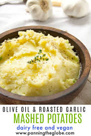 Olive Oil And Roasted Garlic Mashed Potatoes Dairy Free Recipe In 2020 Easy Thanksgiving Recipes Garlic Mashed Potatoes Mashed Potatoes