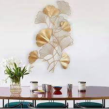 Sunsamy Decorlives Set Metal Wall Art Decoration Wall Murals Creative Iron Ginkgo Leaves Shaped Wall Hanging D Hanging Wall Decor Wall Art Decor Metal Wall Art