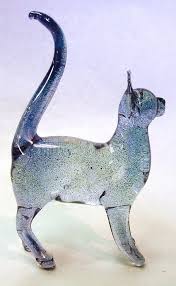 Glass Cat Standing Glass Animals Glass Art Glassblobbery Com Glass Art Glass Animals Broken Glass Art