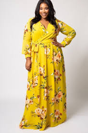 Plus Size Yellow Maxi Dresses New Yellow Floral Plus Size Maxi Dresses In 2020 Long Sleeve Chiffon Maxi Dress Maxi Dress Plus Size Maxi Dresses