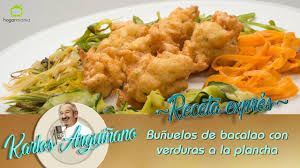 Regar con un hilo de salsa de tinta por encima. Receta De Bunuelos De Bacalao Con Verduras A La Plancha Por Karlos Arguinano Youtube