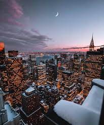New york city downtown skyline at night in black and white with colorful red lights. New York City Lights Tumblr City Lights Tumblr New York City City Aesthetic